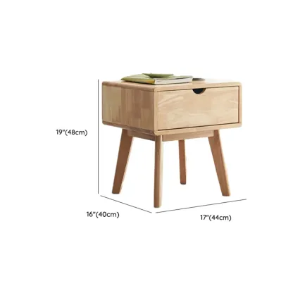 Scandinavian Rubberwood Nightstand with Drawers #size