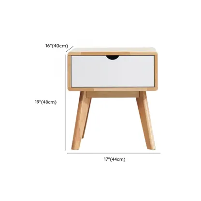 Scandinavian Rubberwood Nightstand with Drawers Image - 6