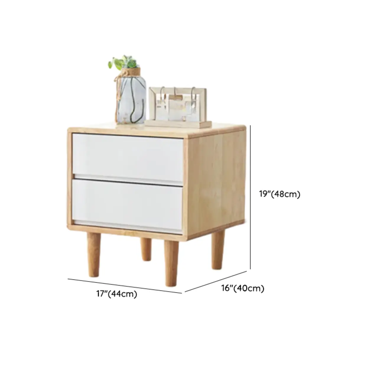 Scandinavian Rubberwood Nightstand with Drawers Image - 8 | homeyfad