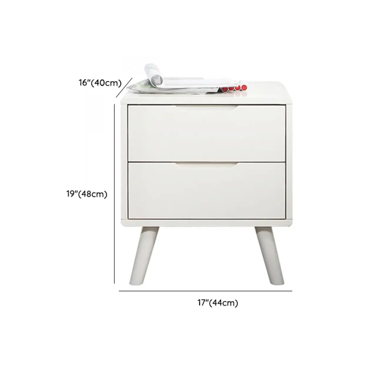 Scandinavian Rubberwood Nightstand with Drawers Image - 9