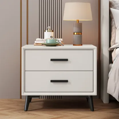 Modern Timber Off-White 2-Drawer Nightstand Image - 1