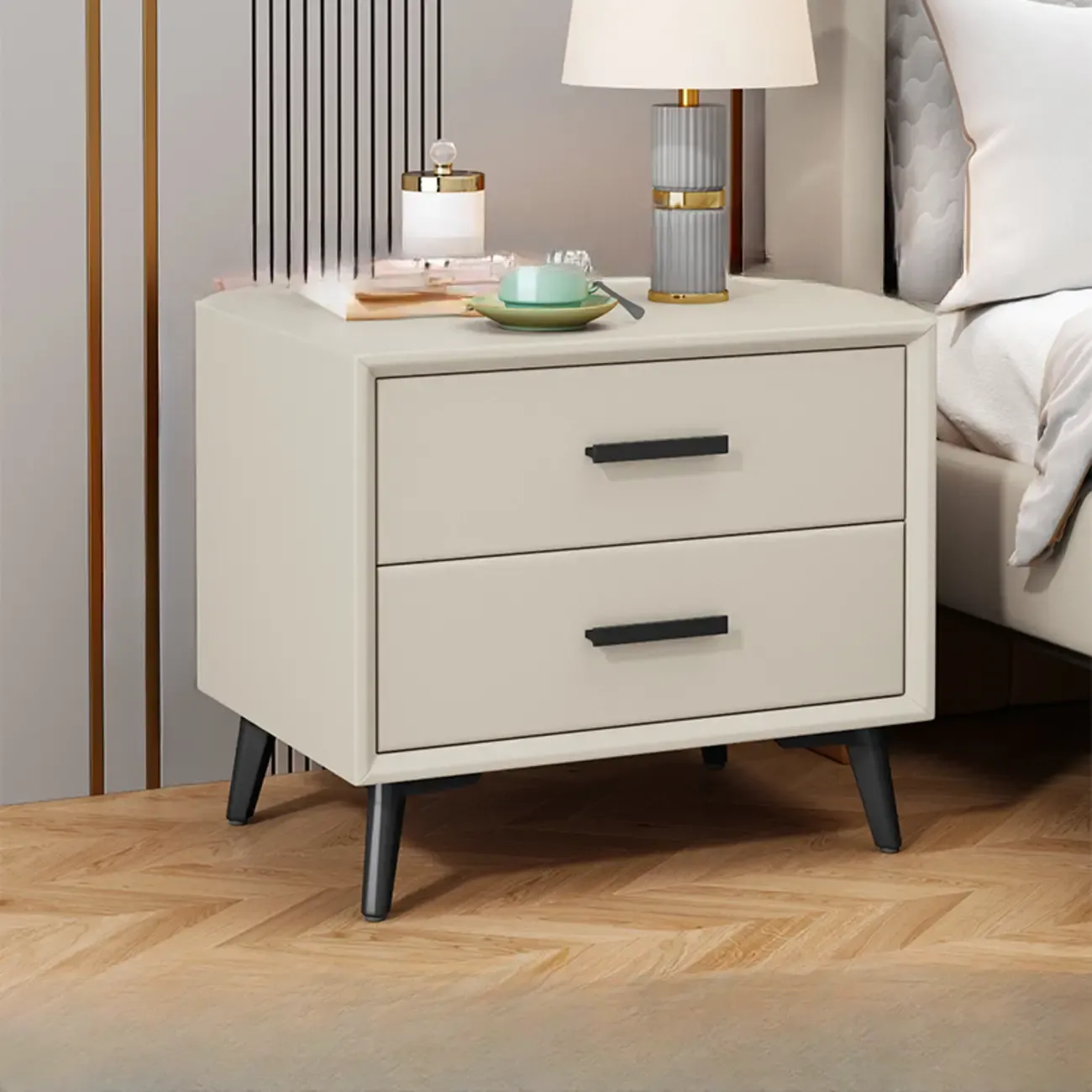 Modern Timber Off-White 2-Drawer Nightstand Image - 5