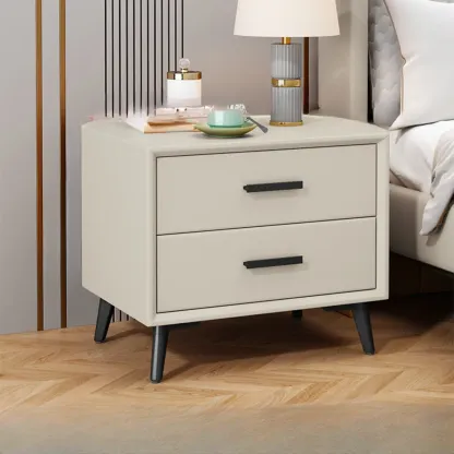 Modern Timber Off-White 2-Drawer Nightstand Image - 5