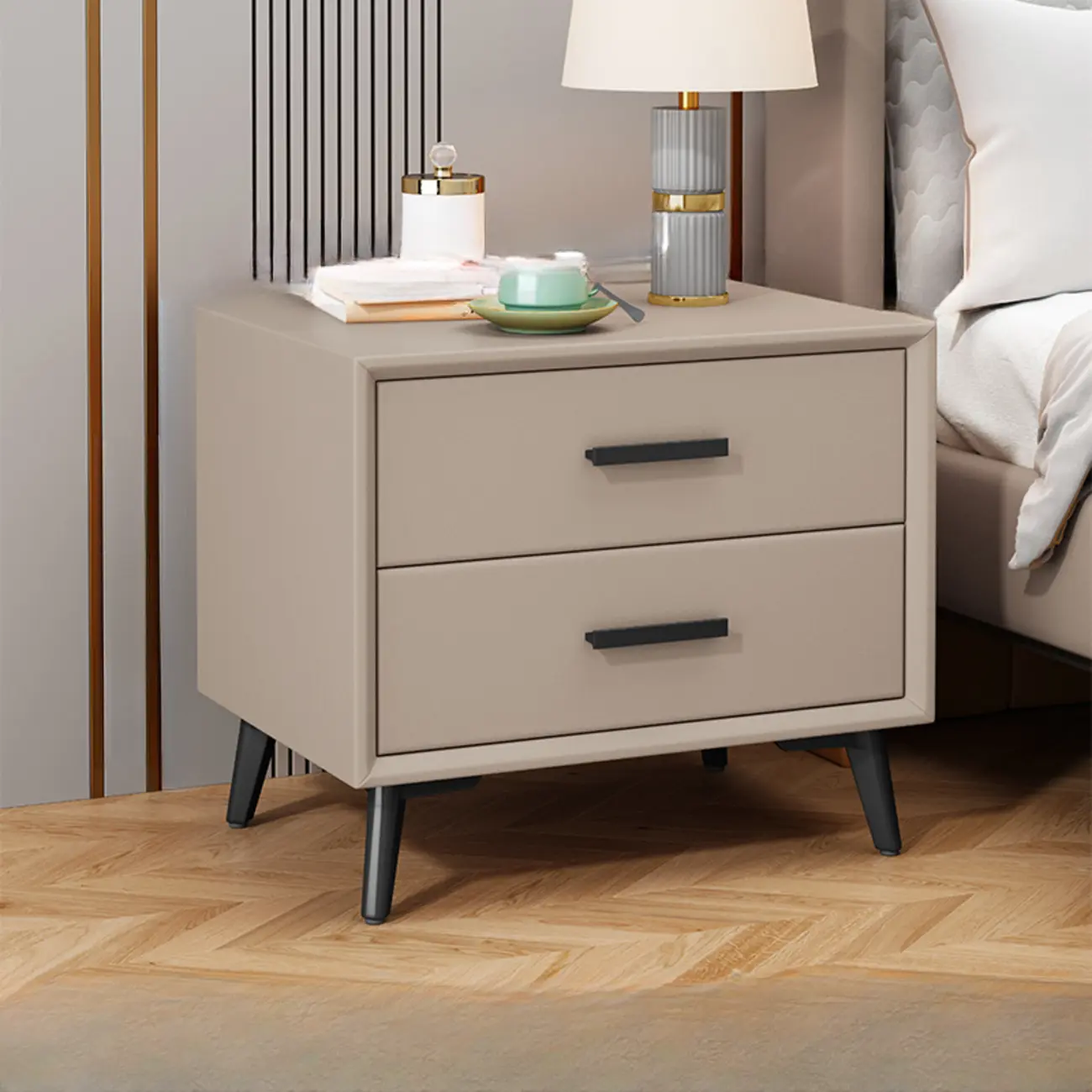 Modern Timber Off-White 2-Drawer Nightstand Image - 6 | homeyfad
