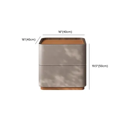 Simplistic Brown Grey Leather 2-Drawer Nightstand #size
