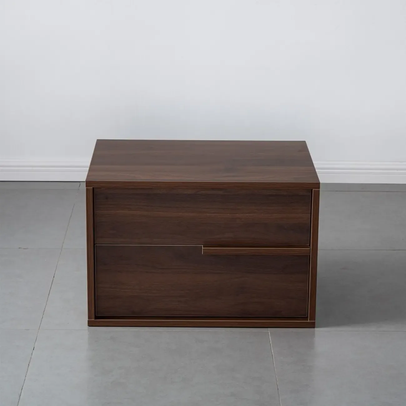 Modern Black Manufactured Wood 2-Drawer Nightstand Image - 7