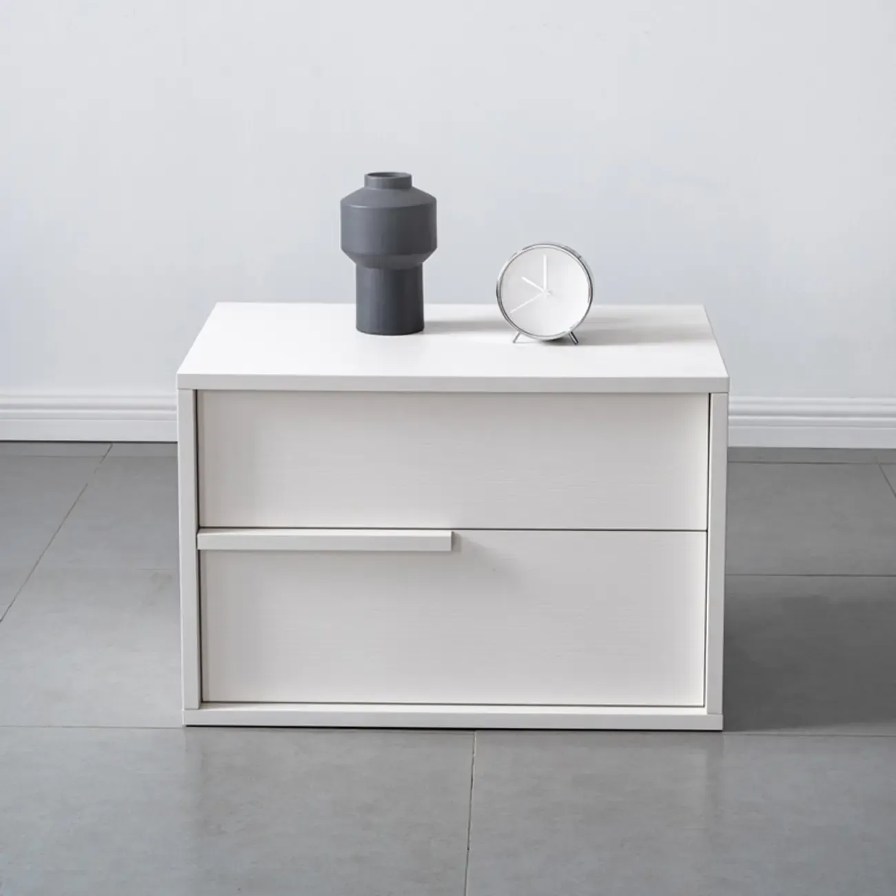 Modern Black Manufactured Wood 2-Drawer Nightstand Image - 8