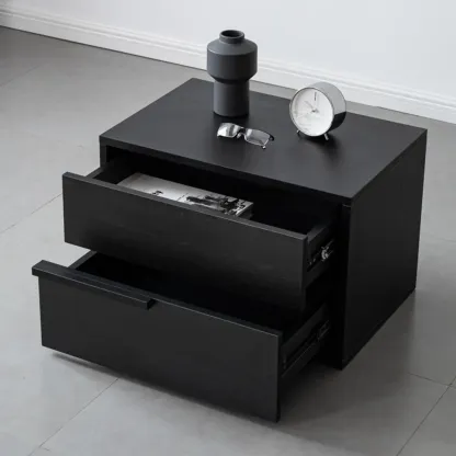 Modern Black Manufactured Wood 2-Drawer Nightstand Image - 2