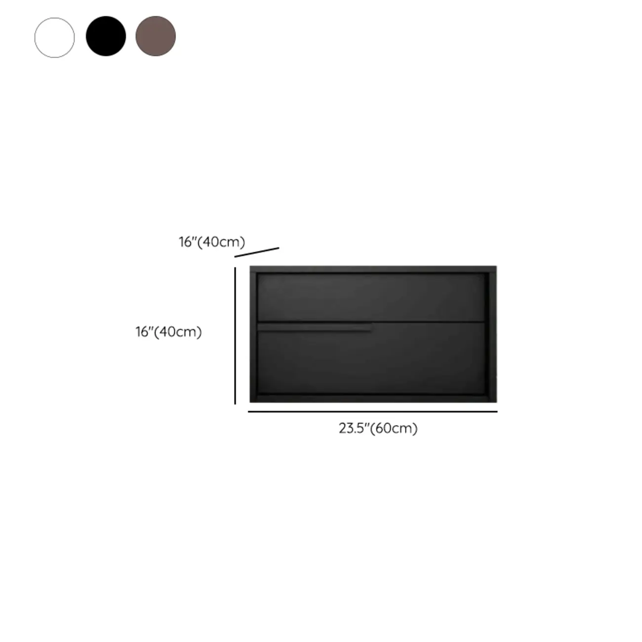 Modern Black Manufactured Wood 2-Drawer Nightstand #size | homeyfad