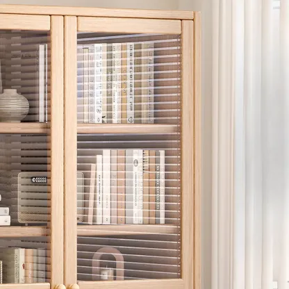 Rectangle Wooden Glass Door Closed-back Office Bookcase Image - 7
