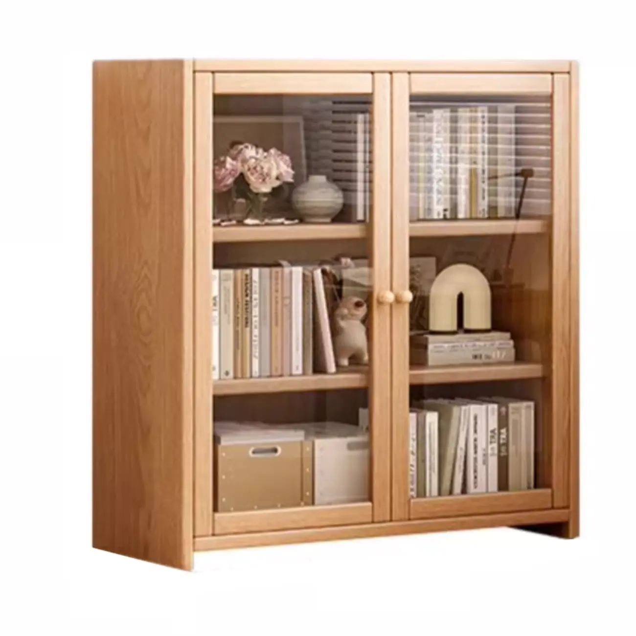 Rectangle Wooden Glass Door Closed-back Office Bookcase Image - 9 | homeyfad