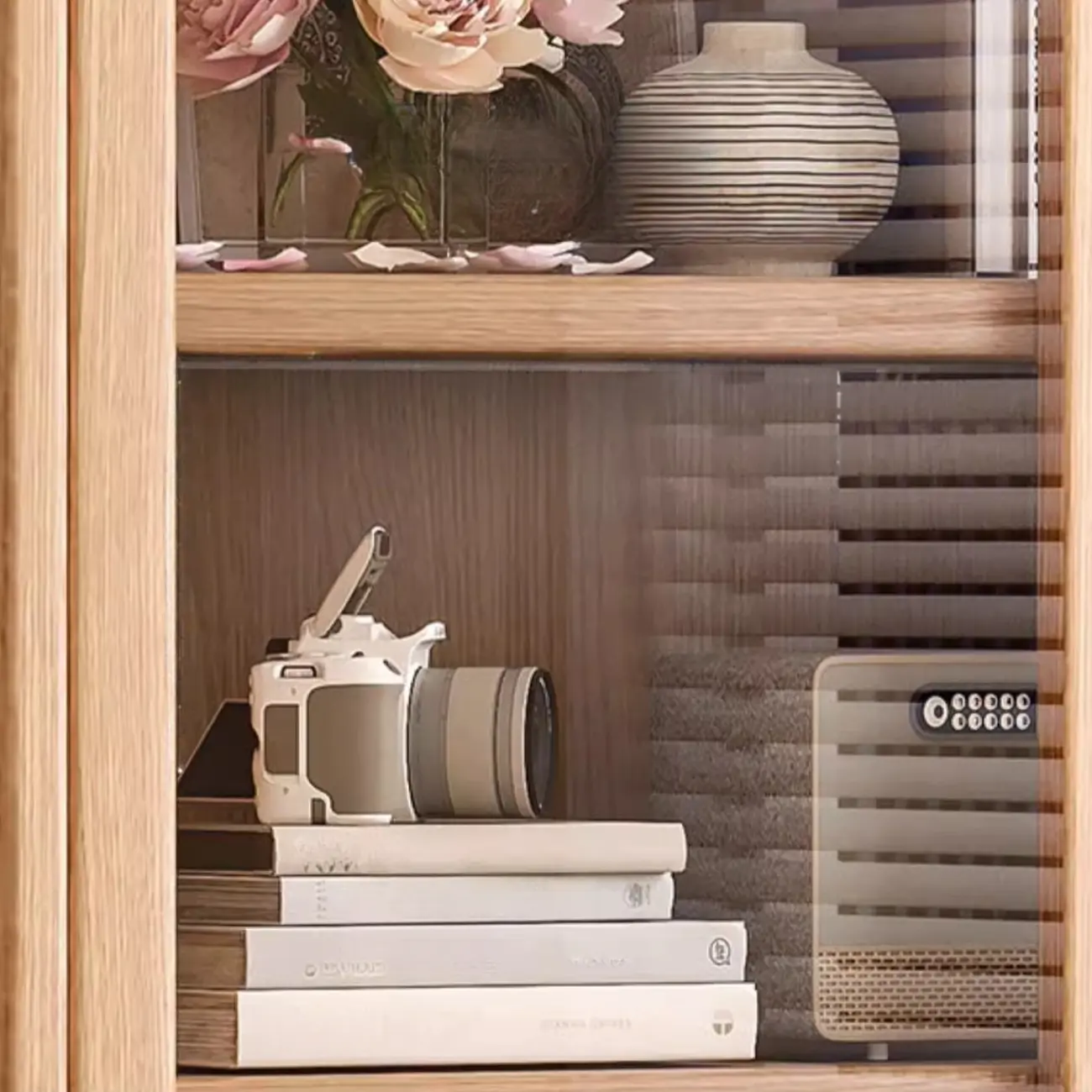 Rectangle Wooden Glass Door Closed-back Office Bookcase Image - 16 | homeyfad