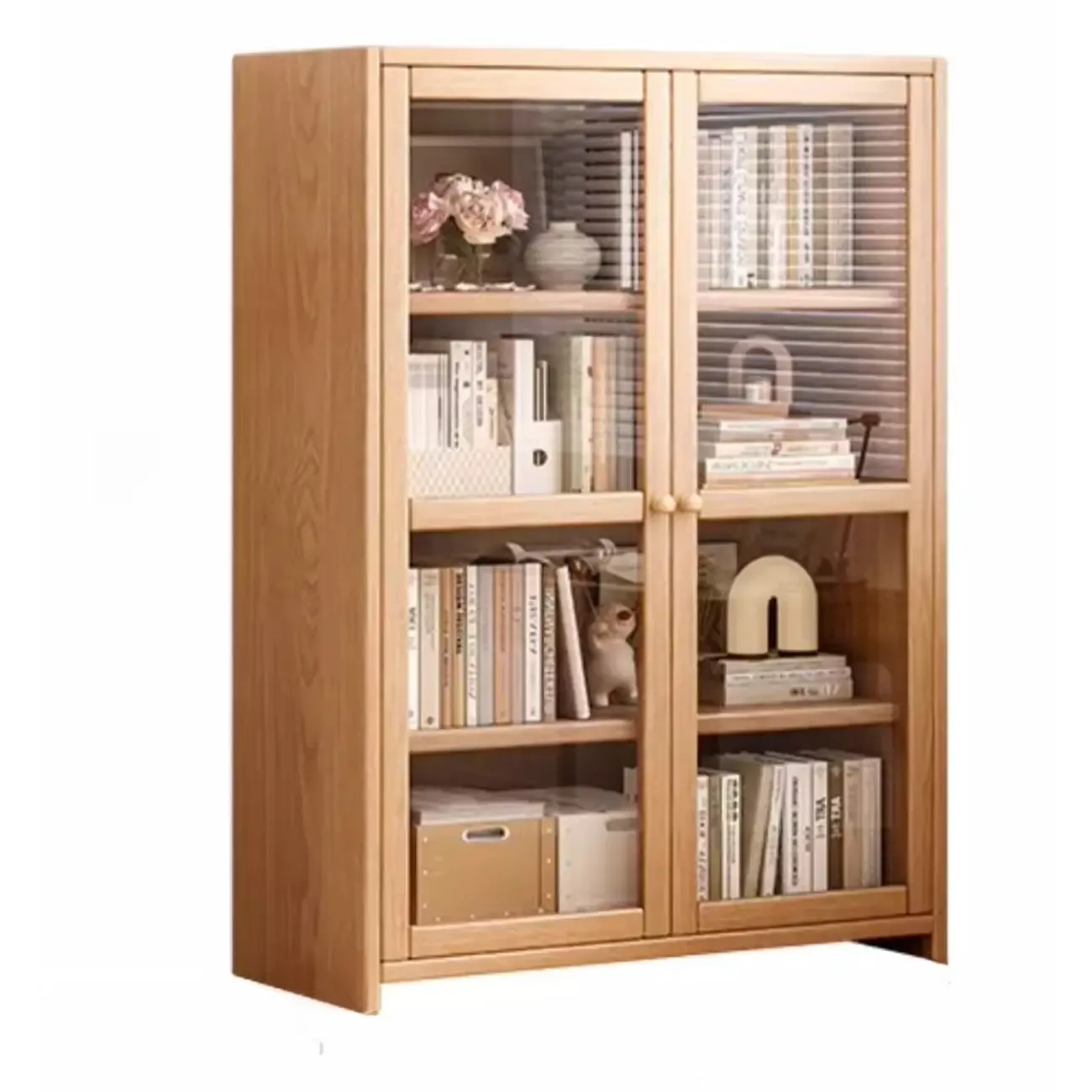 Rectangle Wooden Glass Door Closed-back Office Bookcase Image - 18