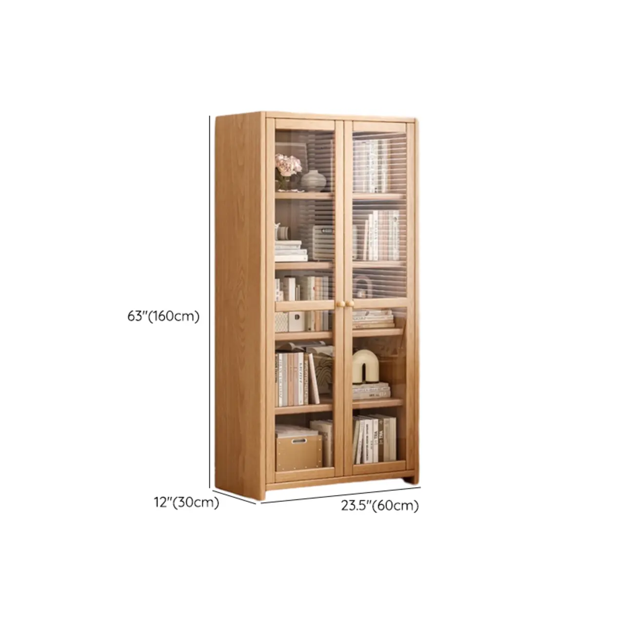 Rectangle Wooden Glass Door Closed-back Office Bookcase #size | homeyfad