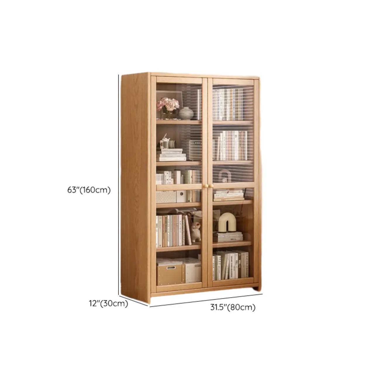 Rectangle Wooden Glass Door Closed-back Office Bookcase Image - 20 | homeyfad