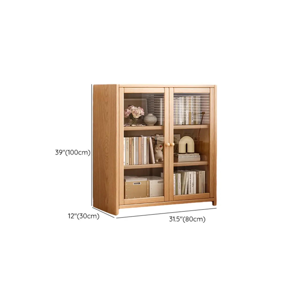 Rectangle Wooden Glass Door Closed-back Office Bookcase Image - 23 | homeyfad