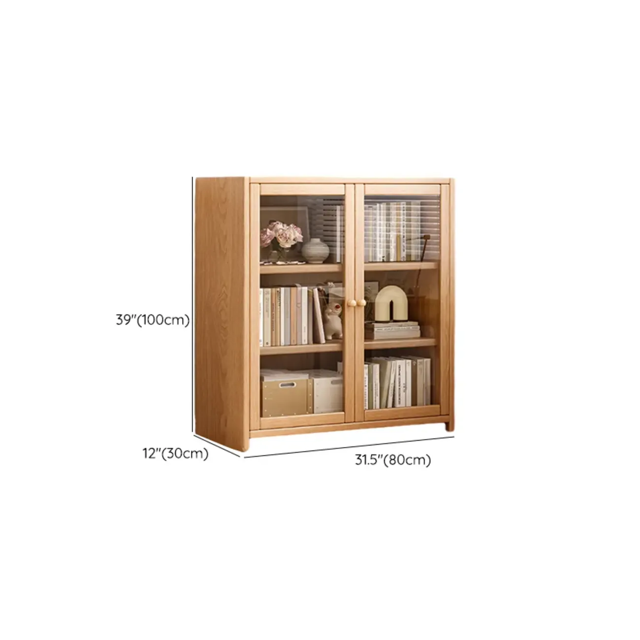 Rectangle Wooden Glass Door Closed-back Office Bookcase Image - 23