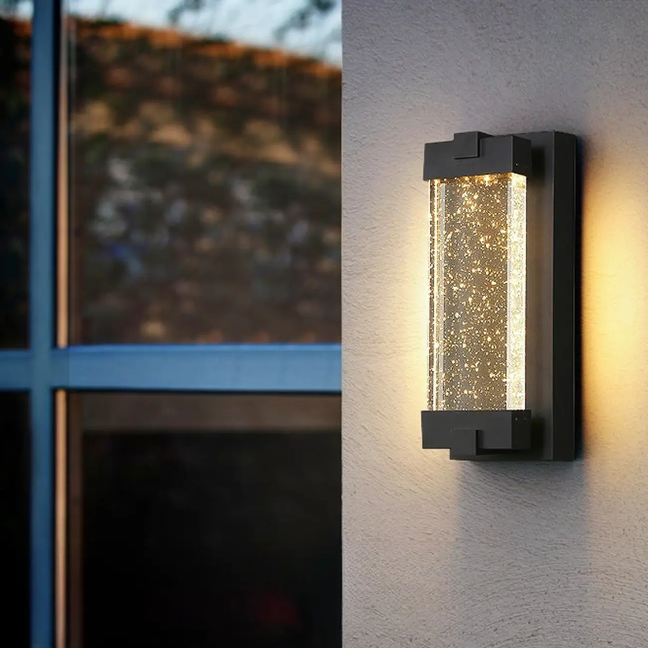  Outdoor Ink Metal Wall Light with Crystal Shade Image - 1 | homeyfad