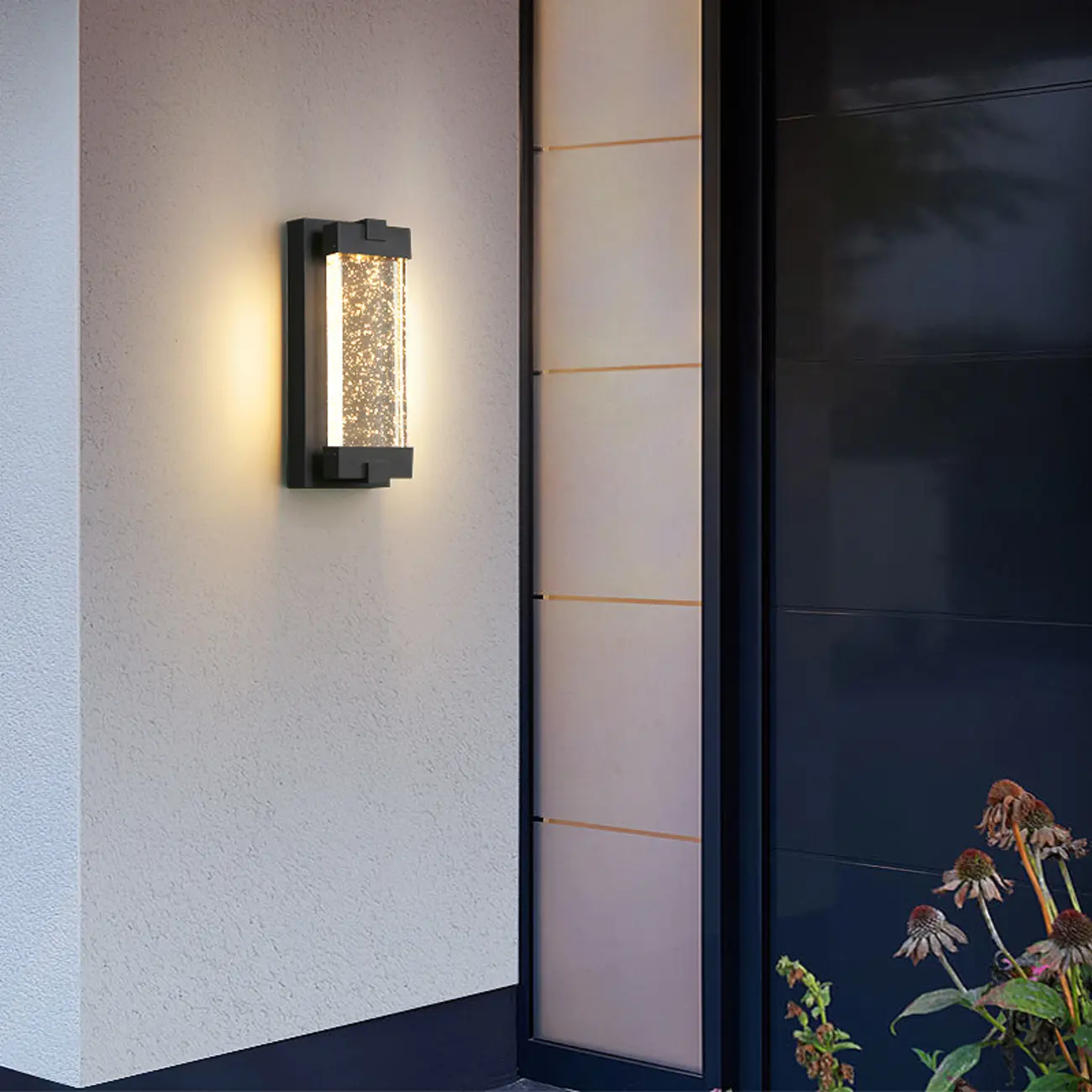  Outdoor Ink Metal Wall Light with Crystal Shade Image - 2 | homeyfad