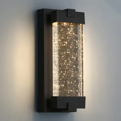  Outdoor Ink Metal Wall Light with Crystal Shade Image - 7