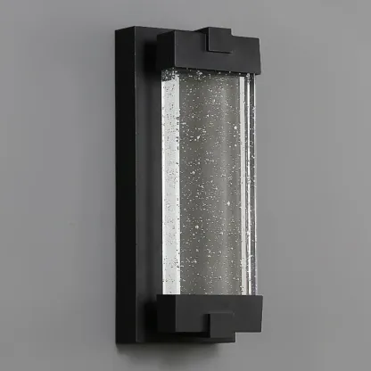  Outdoor Ink Metal Wall Light with Crystal Shade Image - 8