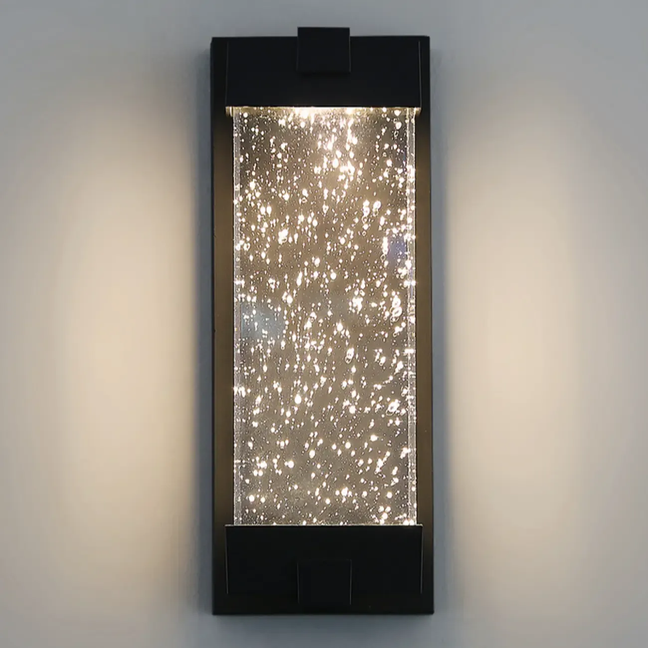  Outdoor Ink Metal Wall Light with Crystal Shade Image - 9