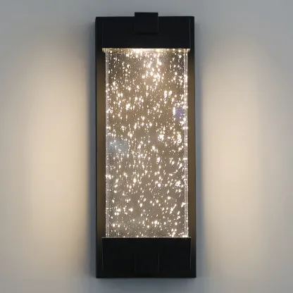  Outdoor Ink Metal Wall Light with Crystal Shade Image - 9