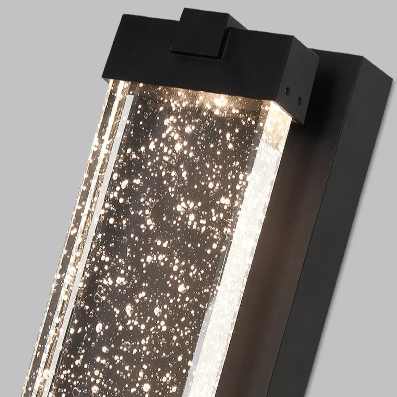 Outdoor Ink Metal Wall Light with Crystal Shade Image - 11