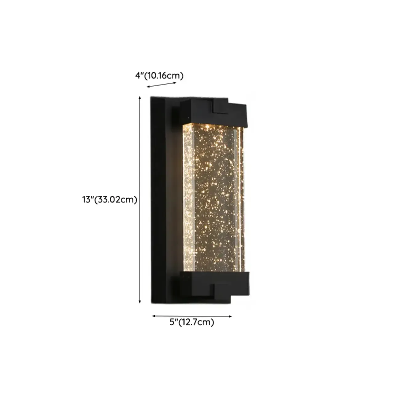  Outdoor Ink Metal Wall Light with Crystal Shade #size