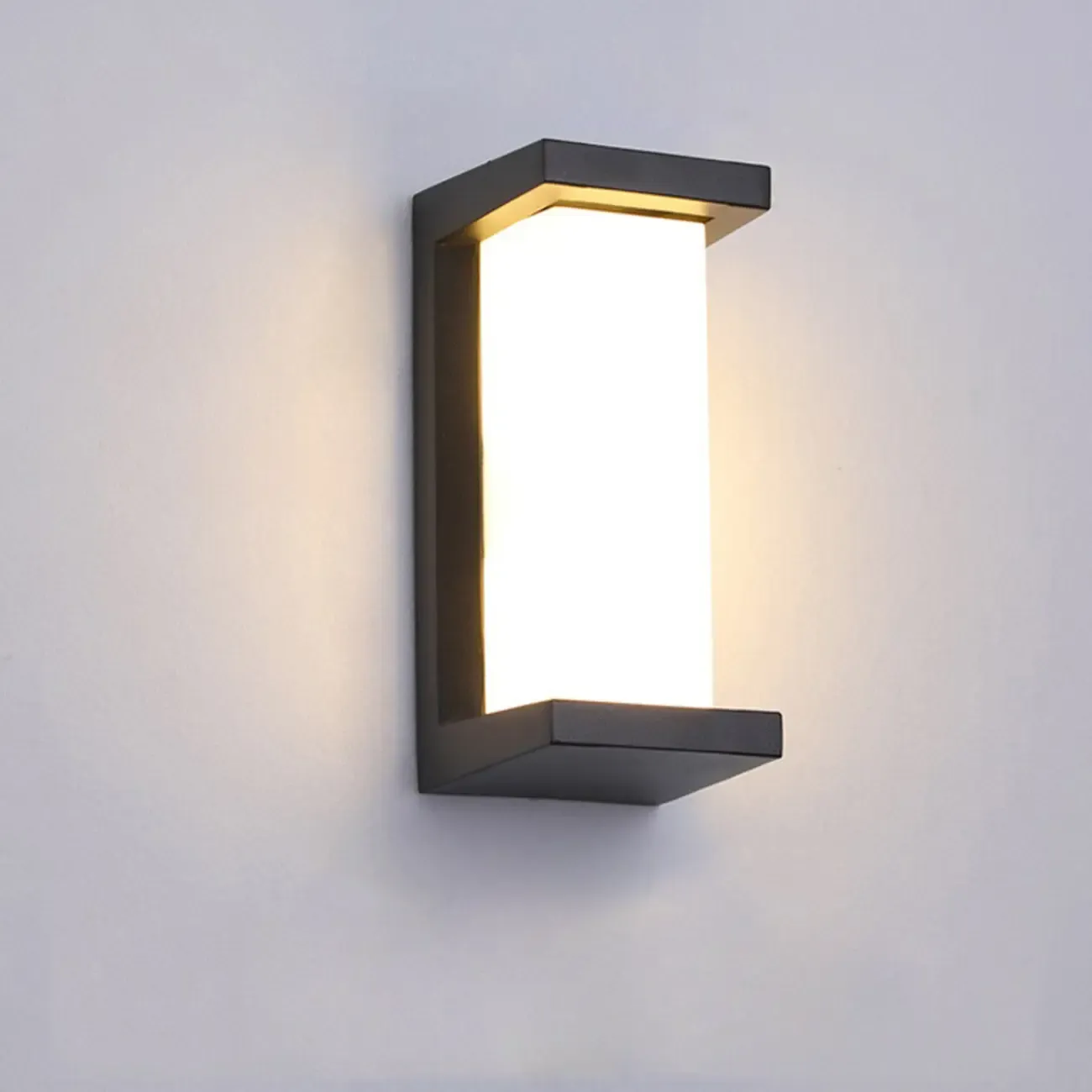 Modern Black Metal Rectangle Minimalist Wall Sconce Image - 6