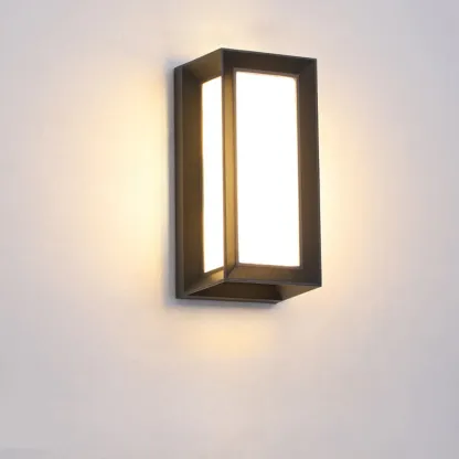 Modern Black Metal Rectangle Minimalist Wall Sconce Image - 7