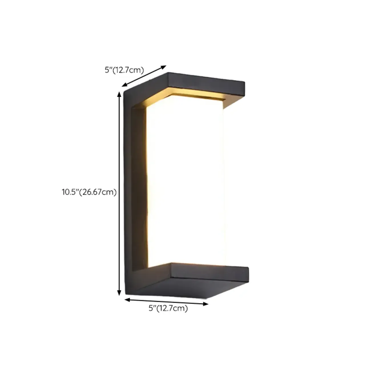 Modern Black Metal Rectangle Minimalist Wall Sconce #size