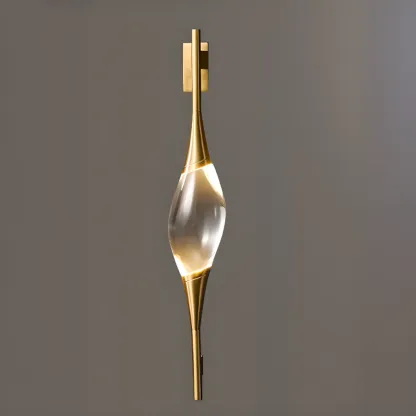 Elegant Gilded Glass and Crystal Ambient Wall Sconce Image - 10