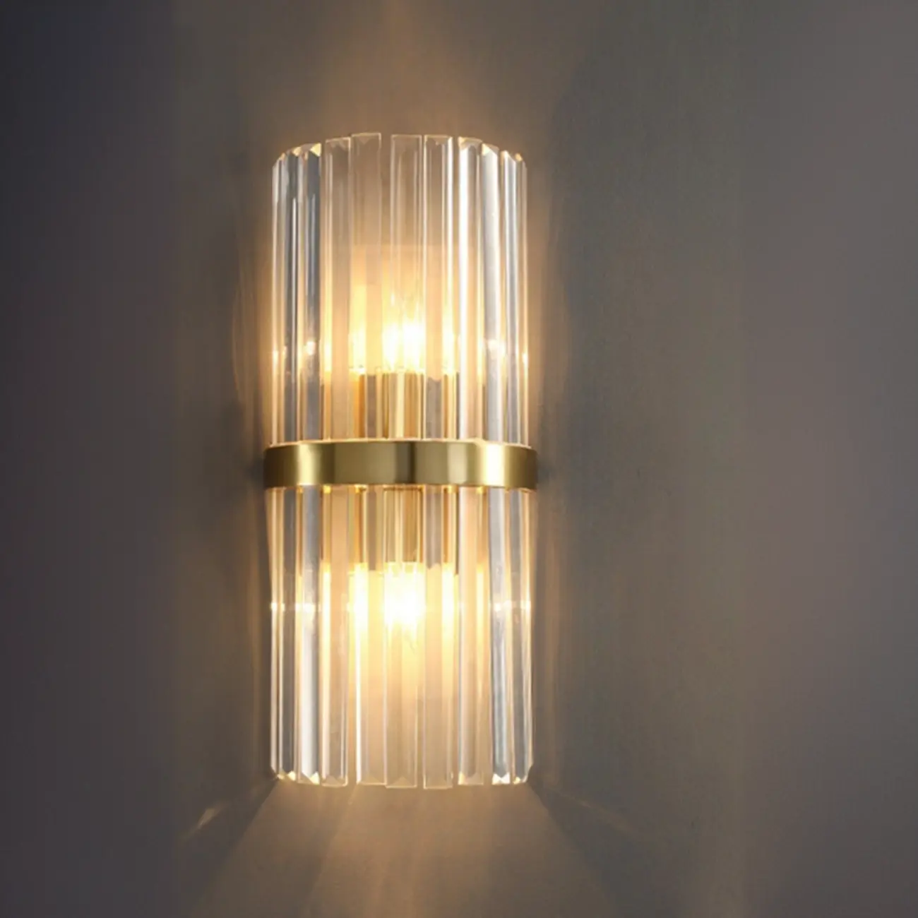 Elegant Gilded Glass and Crystal Ambient Wall Sconce Image - 11 | homeyfad