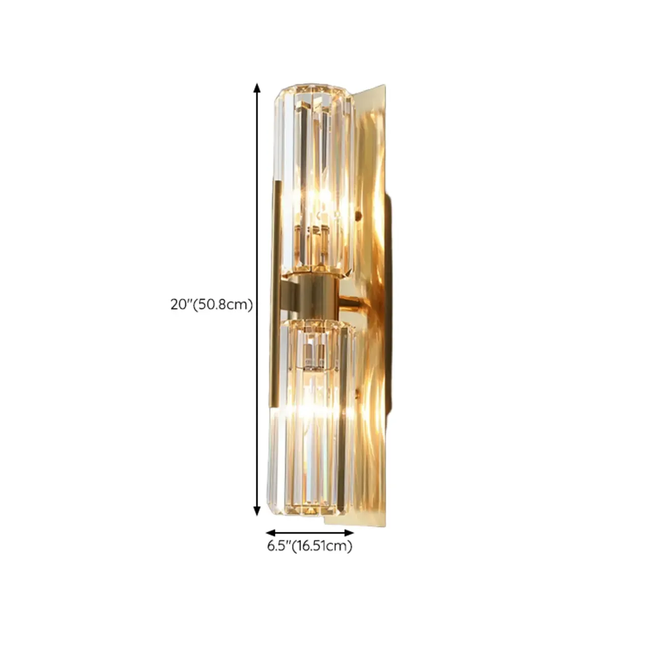 Elegant Gilded Glass and Crystal Ambient Wall Sconce #size