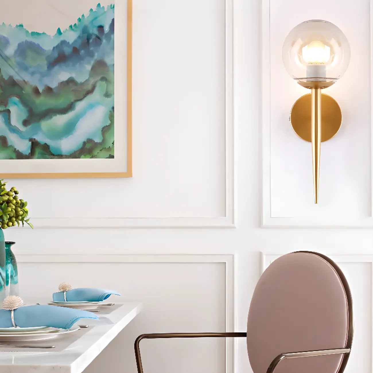 Modern Geometric Wall Light with Glass Shade Image - 5 | homeyfad