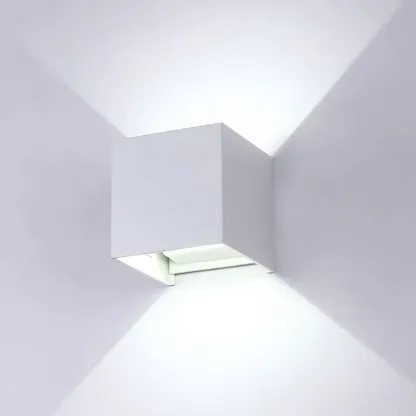 Minimalist Aluminum Cube Solid Color Adjustable Wall Sconce Image - 6