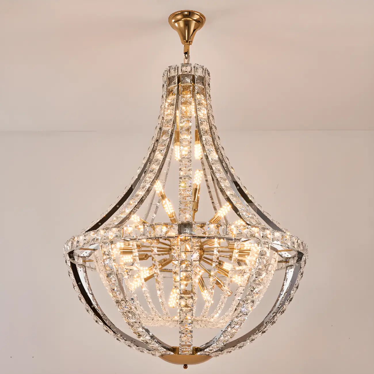 Gold Sphere Glamorous Crystal Stairwell Chandelier Image - 5 | homeyfad