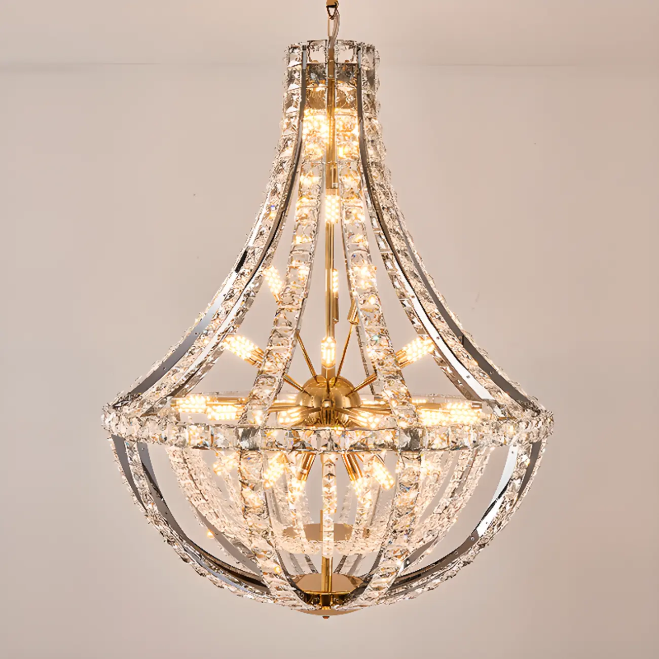 Gold Sphere Glamorous Crystal Stairwell Chandelier Image - 6 | homeyfad