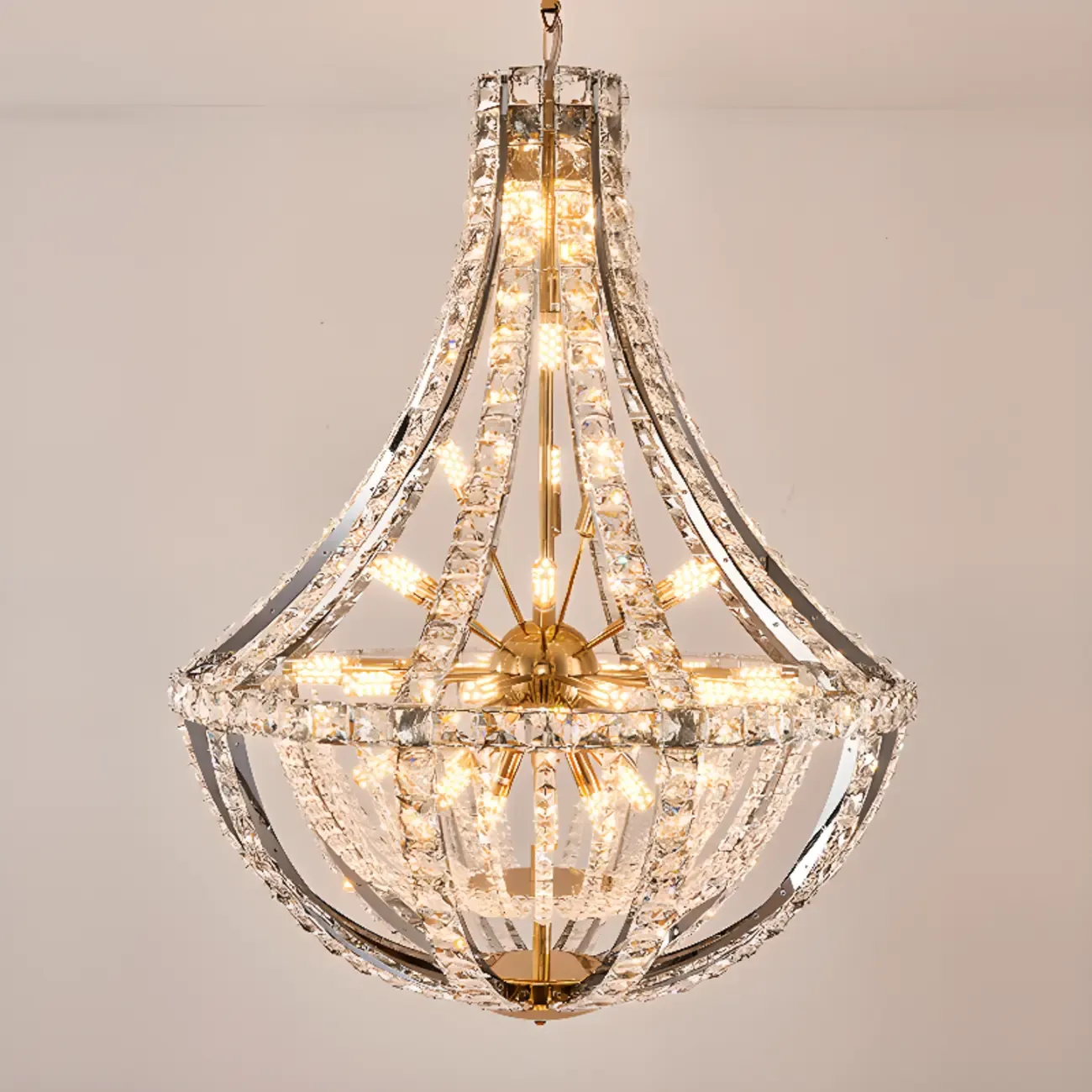 Gold Sphere Glamorous Crystal Stairwell Chandelier Image - 6