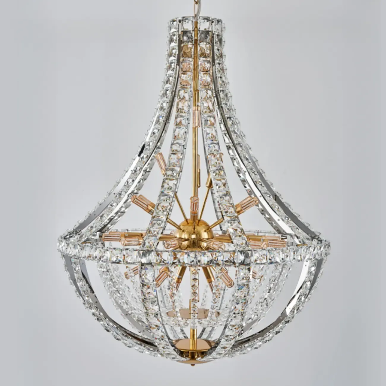 Gold Sphere Glamorous Crystal Stairwell Chandelier Image - 10