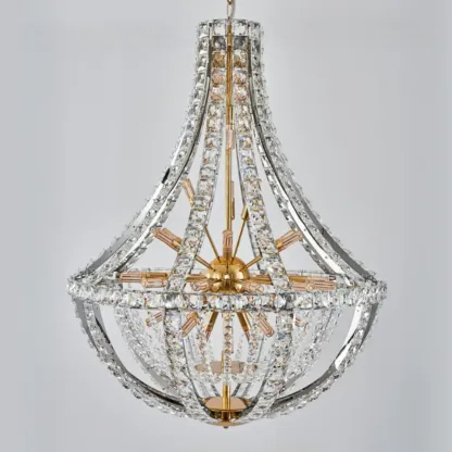 Gold Sphere Glamorous Crystal Stairwell Chandelier Image - 10