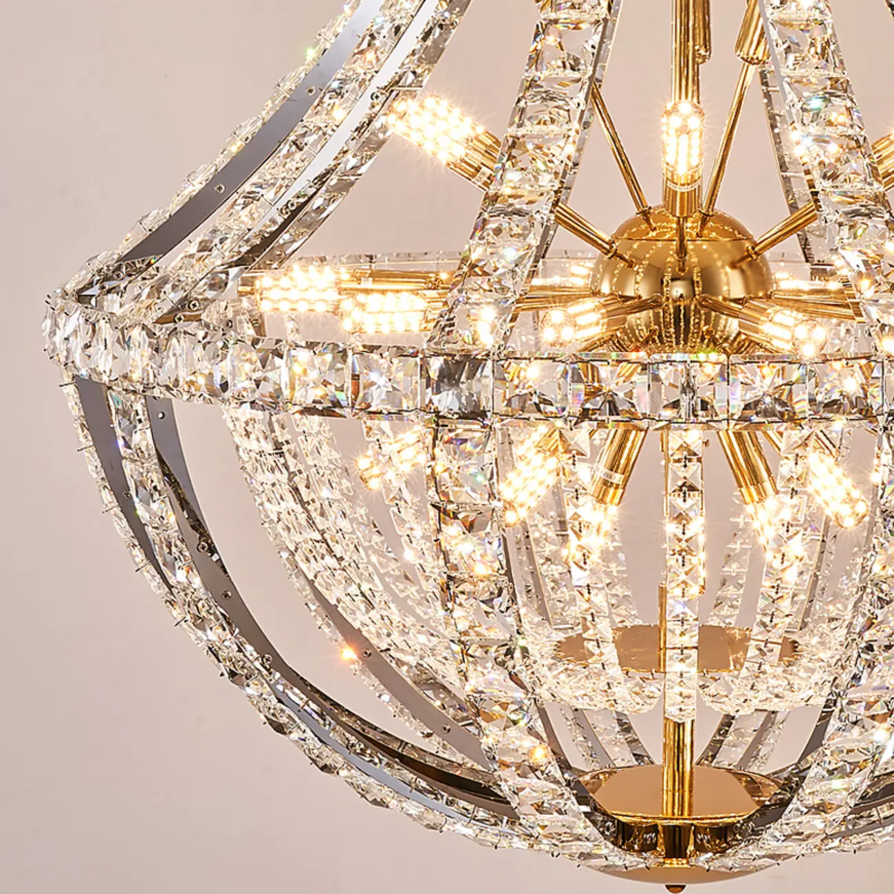 Gold Sphere Glamorous Crystal Stairwell Chandelier Image - 11 | homeyfad