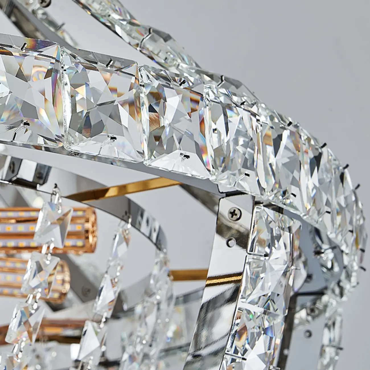 Gold Sphere Glamorous Crystal Stairwell Chandelier Image - 12 | homeyfad