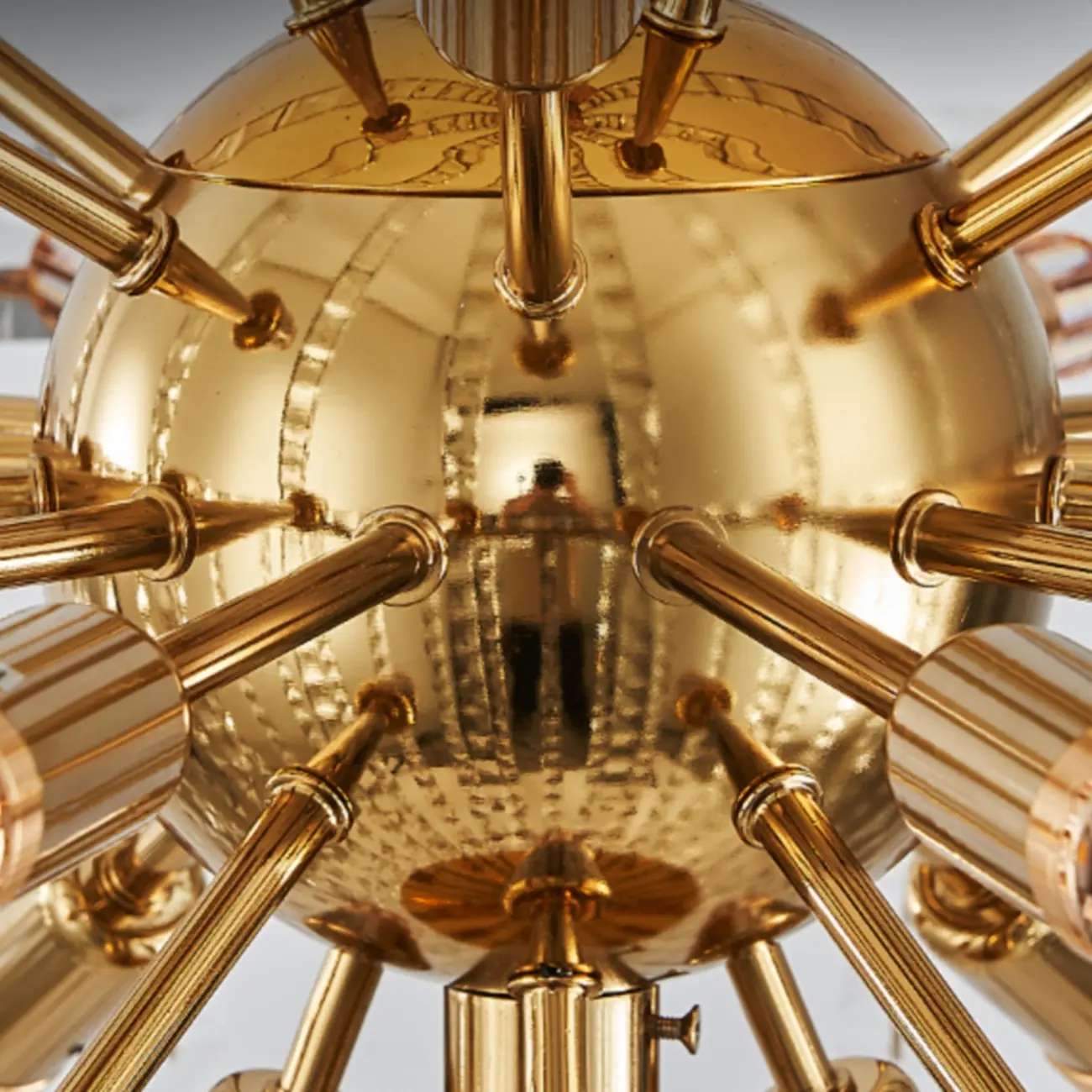 Gold Sphere Glamorous Crystal Stairwell Chandelier Image - 13 | homeyfad