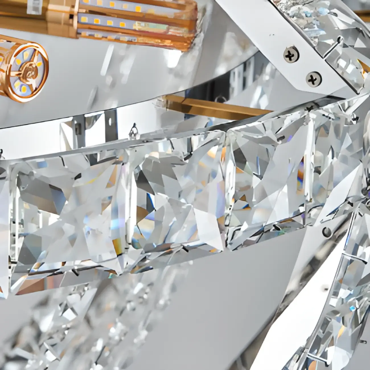 Gold Sphere Glamorous Crystal Stairwell Chandelier Image - 14