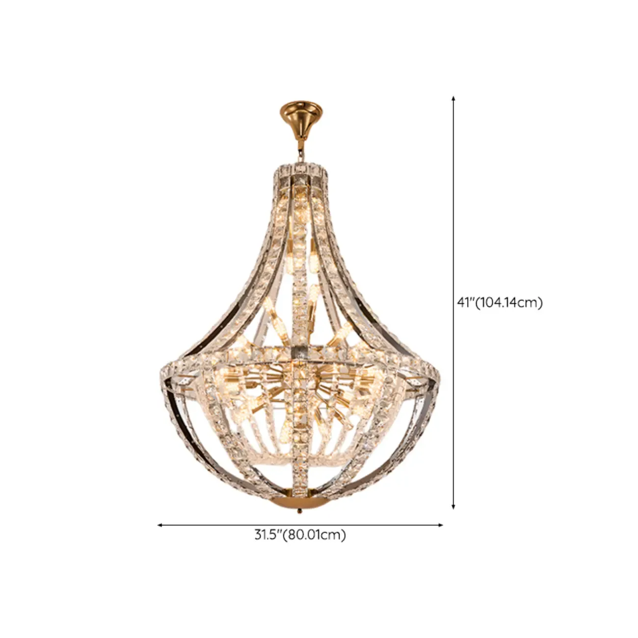 Gold Sphere Glamorous Crystal Stairwell Chandelier Image - 18