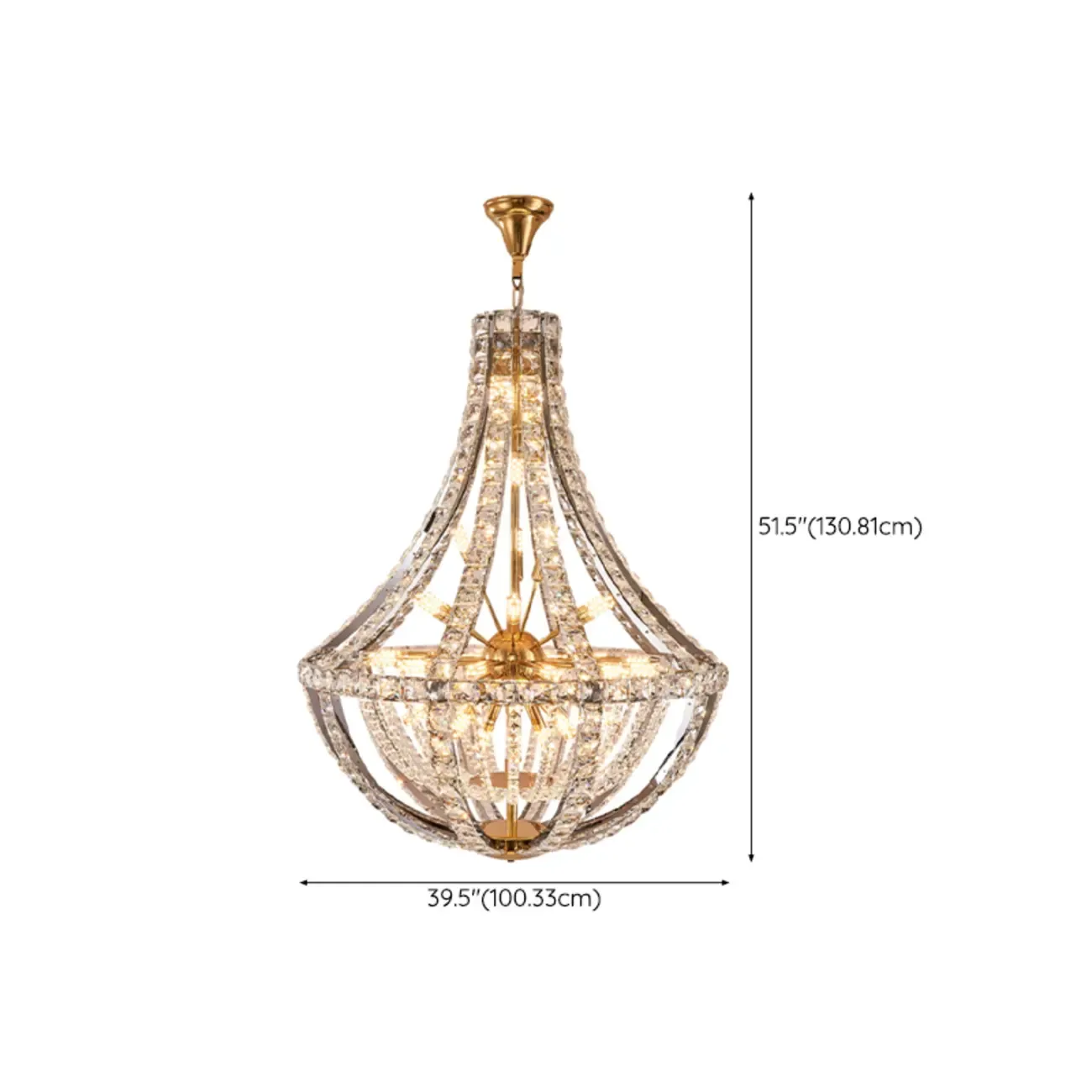 Gold Sphere Glamorous Crystal Stairwell Chandelier Image - 19