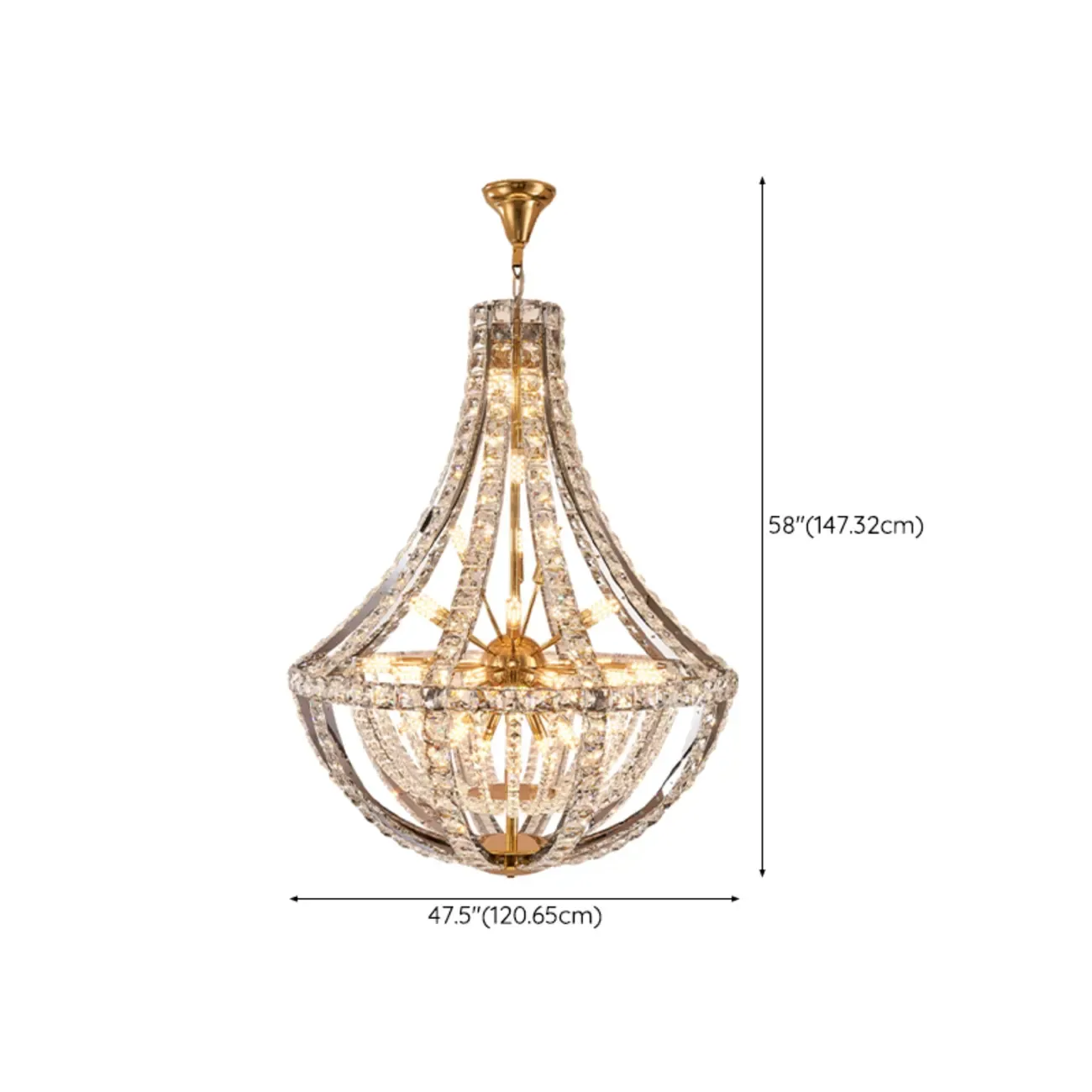 Gold Sphere Glamorous Crystal Stairwell Chandelier Image - 20