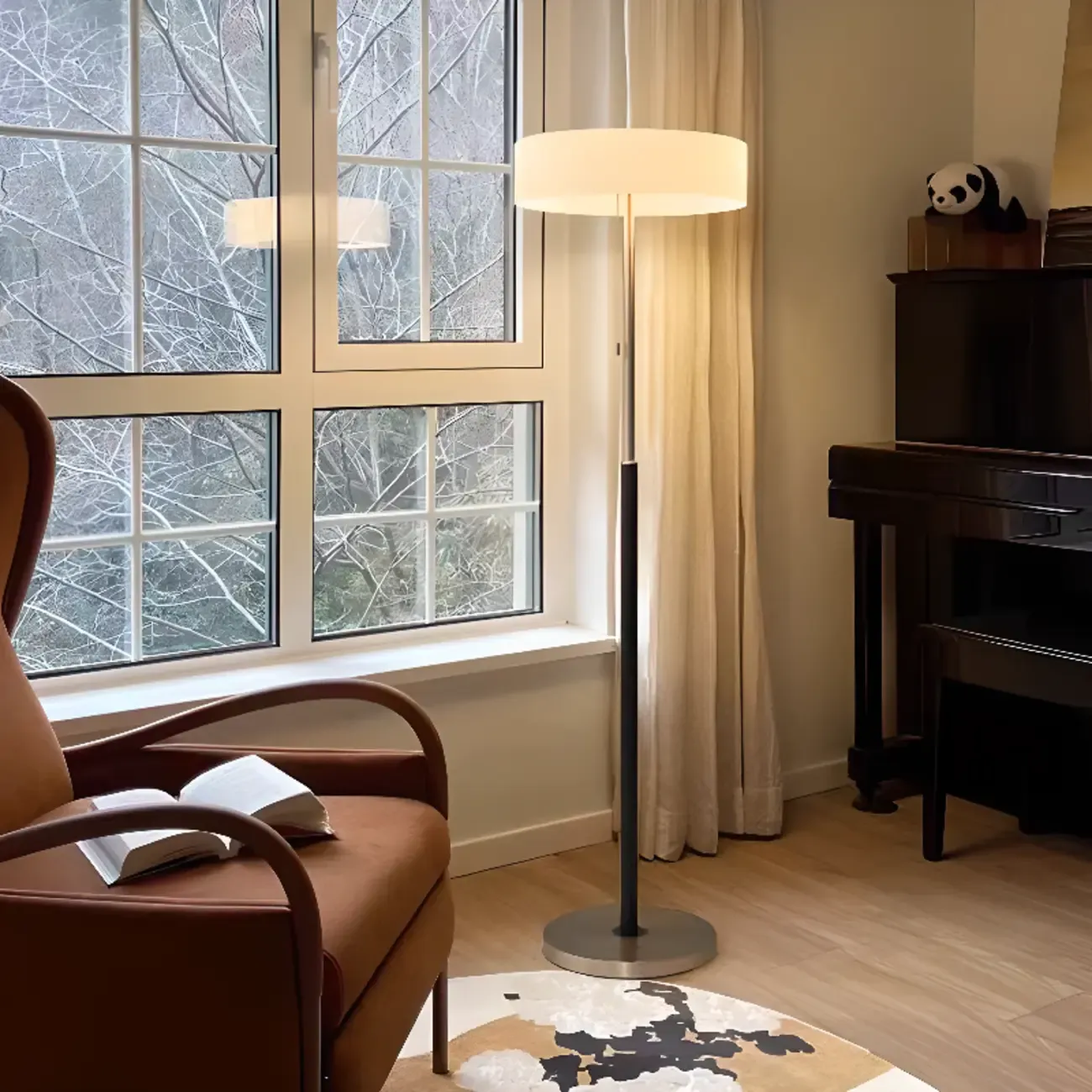 Modern LED Silver Minimalist Floor Lamp for Living Room Image - 1